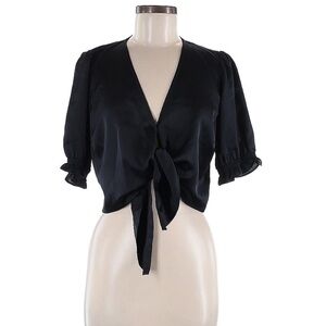 Abercrombie & Fitch Satin Tie Front Cropped Top